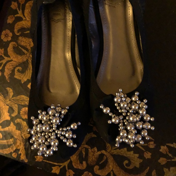 Women’s OLLIO BALLET FLATS. Black soft upper with silver decoration On toe. - Picture 4 of 7